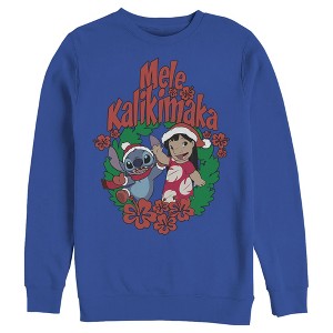 Men's Lilo & Stitch Mele Kalikimaka Christmas Sweatshirt - 1 of 4