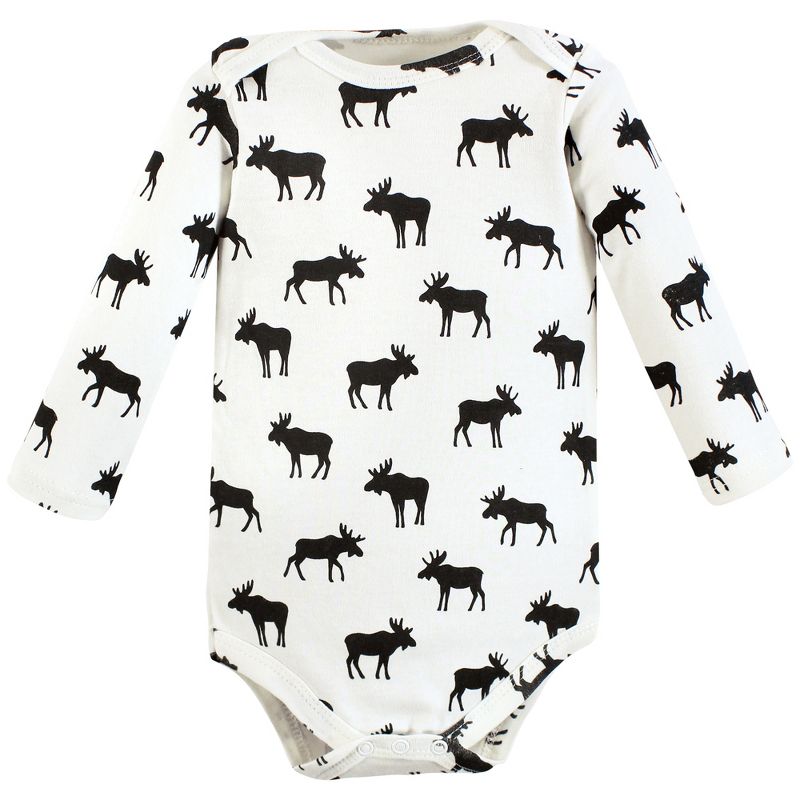 Hudson Baby Infant Boy Cotton Long-Sleeve Bodysuits, Winter Moose 5-Pack, 6 of 9
