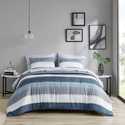 Madison Park 7pc Queen Ryder Comforter Set with Bed Sheets Blue/Gray - Madison Park: Microfiber, OEKO-TEX Certified — фото 3