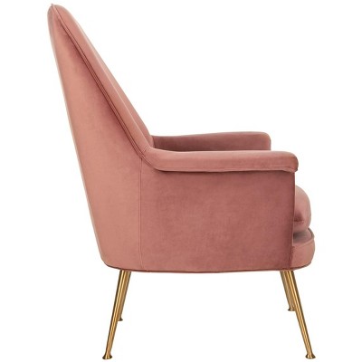 Dusty Rose Velvet Wood Contemporary Accent Arm Chair