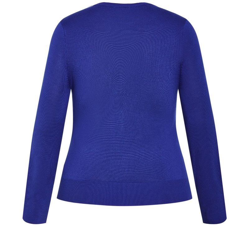 Women's Plus Size Lara Button Sweater - cobalt | AVENUE, 5 of 7