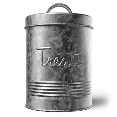 Amici Pet Retro Treats Storage Canister, 72 oz. , Galvanized Metal