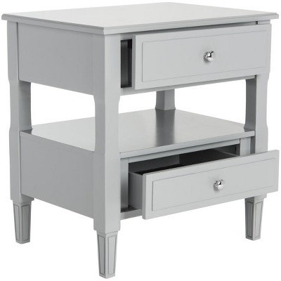 Jenson Gray Transitional 2-Drawer Wood Nightstand
