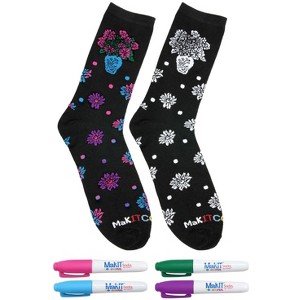 Memoi MakIT Color Your Own Floral Crew Sock Marker Kit Black One Size - 1 of 1