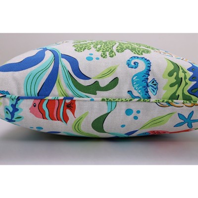 Coral Bay Blue Outdoor/Indoor Square Throw Pillows Set