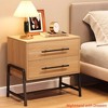 Nightstand w/ Drawers Light Wood Bedside Table, Wide Side Table w/ Metal Legs, Modern Night Stand Bed Side Tables for Bedroom Living Room - 4 of 4