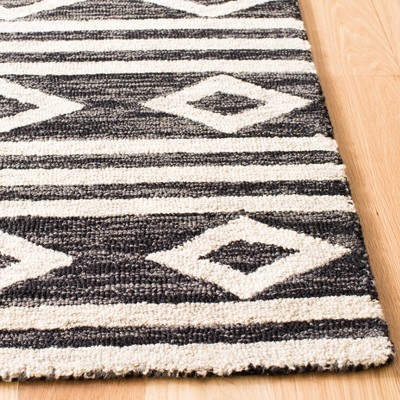 Ivory and Charcoal Hand-Tufted Wool 5' x 5' Square Rug