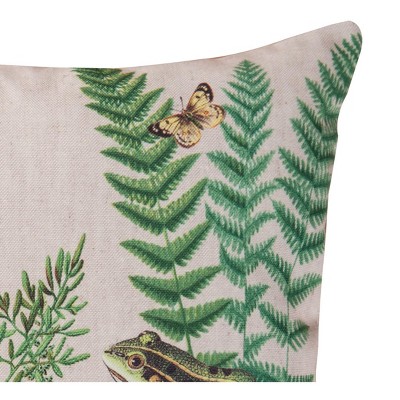 Colorful Nautical Fern and Frog Graphic Throw Pillow