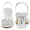 Perphy Women's Clear Slingback Rhinestone Peep Toe Block Sandal Heels - 3 of 4