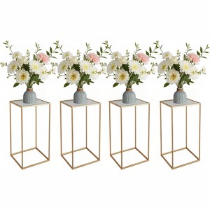 4 Pieces Wedding Flower Stand, 15.75 Inch Metal Flower Display Rack Decoration with Acrylic Panel, Floral Vase Display Holder for Party Wedding - 1 of 4