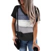 Womens V Neck Lightweight Crochet Sweater Color Block Pullover Sweater Summer T Shirts 2024 - 4 of 4