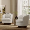 LuxenHome Upholstered White Club Swivel Chair with Dark Brown Base - 3 of 4