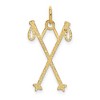 Black Bow Jewelry 14k Yellow Gold Crossed Ski Poles Pendant - 3 of 4