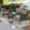 Barton 4 Pieces Outdoor Patio Furniture Set Conversation Sofa and Table Set, Gray/Aqua - 2 of 4