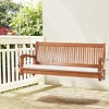 Tangkula 2-Seat Patio Hanging Wooden Porch Swing Bench w/ Cushion - 2 of 4