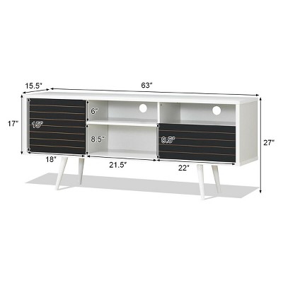 Modern Black and White MDF TV Stand with Cabinet and Shelves