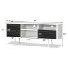Costway Modern TV Stand/Console Cabinet 3 Shelves Storage Drawer Splayed Leg Black/White - 2 of 4