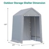 Portable Carport Shelter - Waterproof Storage Shed w/Roll-Up Zipper Doors, Sturdy Metal Frame, All-Season Protective Cover for Vehicles/Storage - 2 of 4