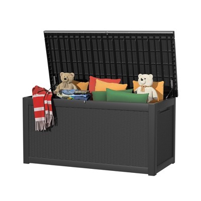 Lirago 260 Gal 980L Outdoor Storage Box with Lid Weatherproof Polypropylene Resin UV Protected KD Design Black