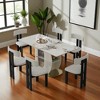 63" Modern 7-Piece Dining Table Set with Burnt Stone Top, Base & Storage, Includes 6 Velvet Chairs for Kitchen or Dining Room - 4 of 4
