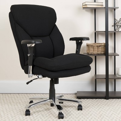 High Back Executive Swivel Ergonomic Office Chair with Large Headrest Black Fabric - Riverstone Furniture