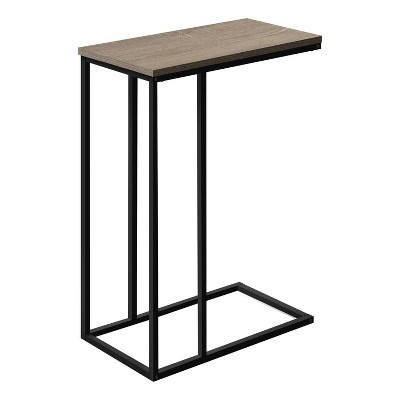 Monarch Specialties Accent Table C-Shaped End Side Snack Living Room Bedroom Metal Laminate Brown Black Contemporary Modern