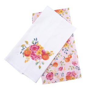 Transpac Cotton Floral Boutique Tea Towels Set of 2 Everyday Home Decorations - 1 of 1