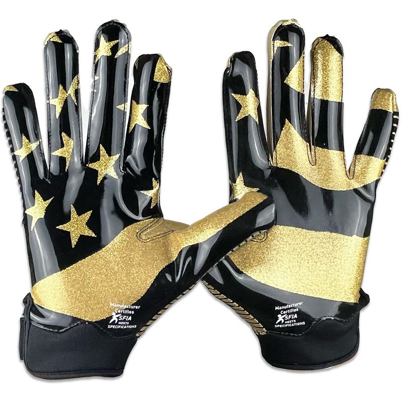Battle Sports USA Glitter Doom Football Receiver Gloves - Black/Gold, 1 of 3