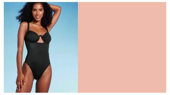 Women's Shirred Cup Underwire High Leg One Piece Swimsuit - Shade & Shore™, 2 of 9, play video