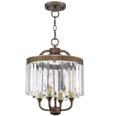 Palacial Bronze Mini Chandelier with Clear Crystal Accents