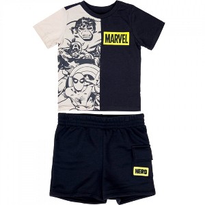 Kids Avengers Sketch and Marvel Logo  Shirt and Shorts Set - 1 of 4
