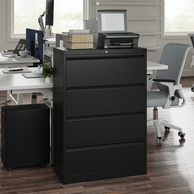 Flora 4 Drawer Metal Label Frame Filing Cabinet with Secure Locking Mechanism | ARTFUL LIVING DESIGN