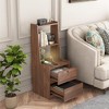 Tall Nightstand with Charging Station & Voice Control Night Light, Lockable Storage Cabinet, Bookshelf, Wooden Bedside Table for Bedroom, Brown - 4 of 4
