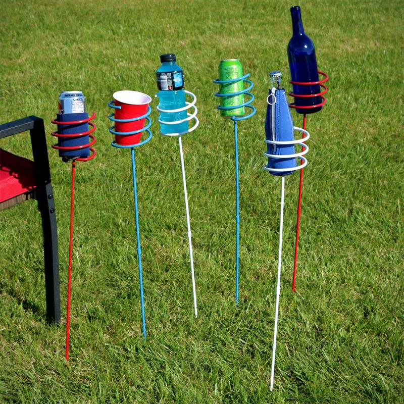Sunnydaze Outdoor Drink/Beverage Holder Stakes for Lawn, 6pk, Red, White and Blue, 3 of 11