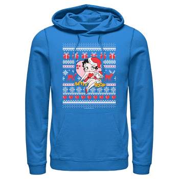 Men's Betty Boop Christmas Ugly Sweater Print Pull Over Hoodie