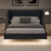 CAVINAS Full Size Bed Frame, Modern Velvet Fabric Floating Bed Frame with LED Lights, Wingback Upholstered Bed - 2 of 4