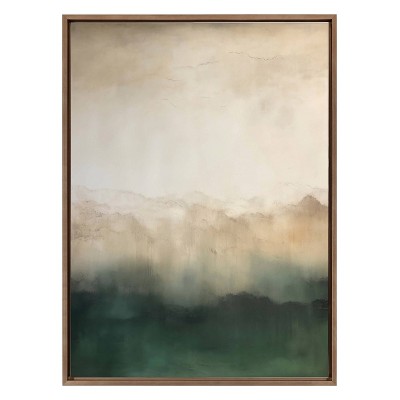 Green Mountain Abstract Canvas with Gold Frame, 31.5x41.5