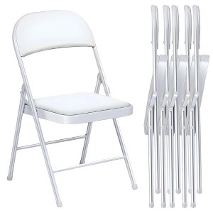 SUGIFT 6 Pack Folding Chairs with Padded Seats, Metal Frame with Pu Leather Seat & Back, Capacity 350 lbs, White - 1 of 4