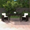 vidaXL Patio Furniture Set Outdoor Table and Chair Dining Set Poly Rattan - Brown 2x Armchair + Table - 2 of 4