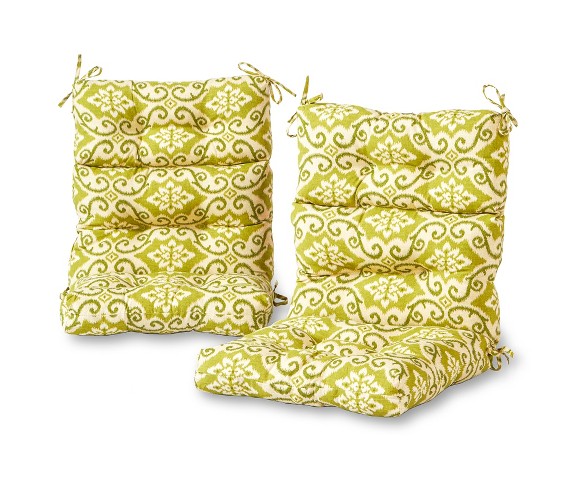 Set of 2 Shoreham Ikat Outdoor High Back Chair Cushions - Kensington Garden
