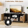 Rattan TV Stand for TV up to 75 Inches, Mid Century Modern TV Console Table with 2 Cabinets and 2 Open Compartments for Bedroom Black - 3 of 4