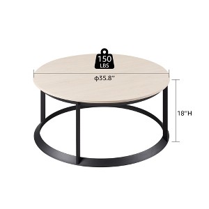Rosary Blenn Round Coffee Table – Triangular Metal Frame - 1 of 4