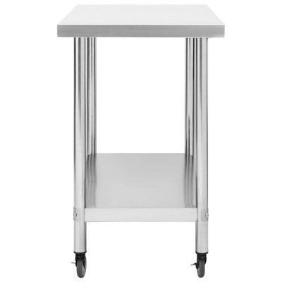 Stainless Steel Kitchen Work Table with Wheels, 39.4" x 17.7" x 33.5"
