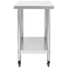 vidaXL Kitchen Work Table, with Wheels 39.4"x17.7"x33.5" Stainless Steel - 4 of 4