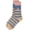 Memoi Women's "Just Hanging" Striped Embroidered Cotton Rich Novelty Crew Socks - 3 of 3