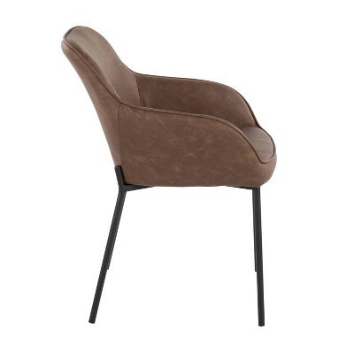 24" Daniella Espresso Faux Leather & Metal Dining Chair Set
