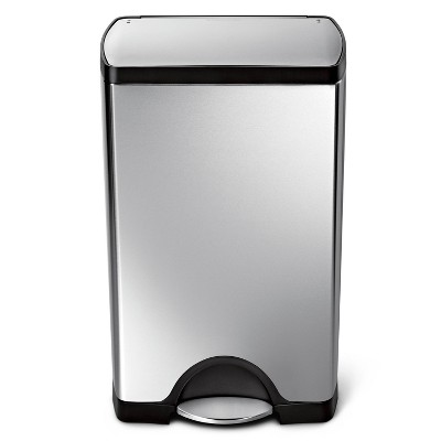 Brushed Stainless Steel 10 Gallon Rectangular Step Trash Can