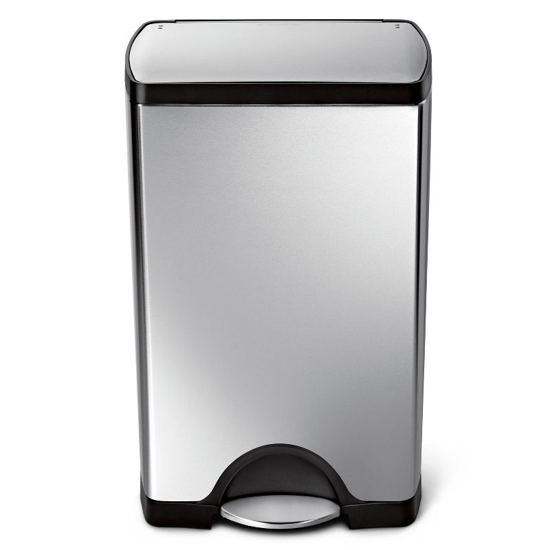 simplehuman Rectangular Step Trash Can Brushed Stainless Steel, 3 of 8