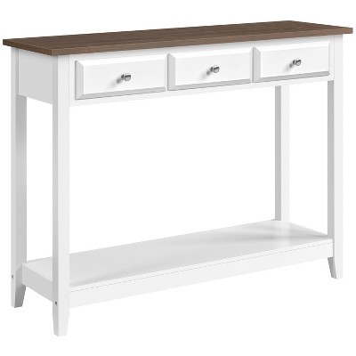 Yaheetech 3-Drawer Console Table with Storage Shelf