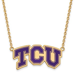 Black Bow Jewelry 14k Yellow Gold Plated Sterling Silver Texas Christian Horned Frogs NCAA Necklace 18 Inch - 1 of 4